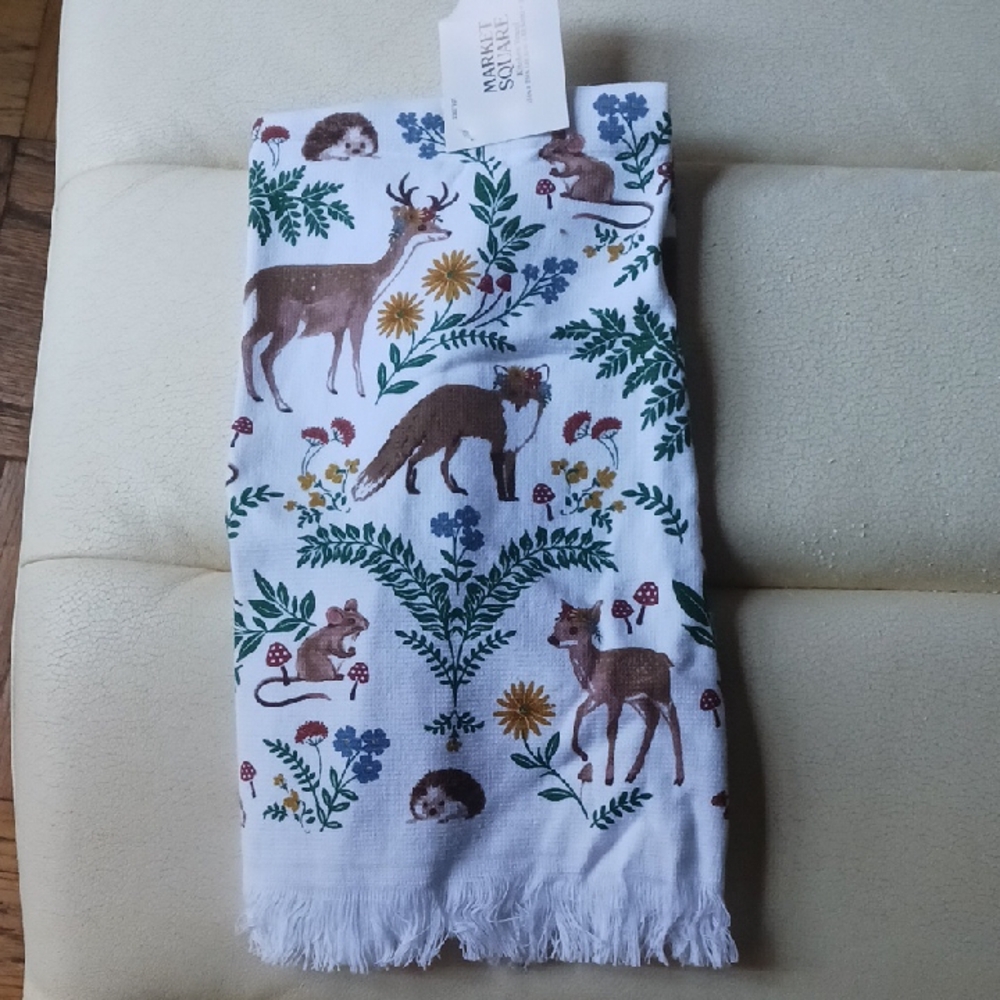 White Animal Print Kitchen Towel